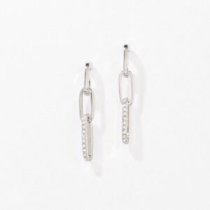 Touchstone Crystal by Swarovski Silver Tone Join Together Earrings Rhodium